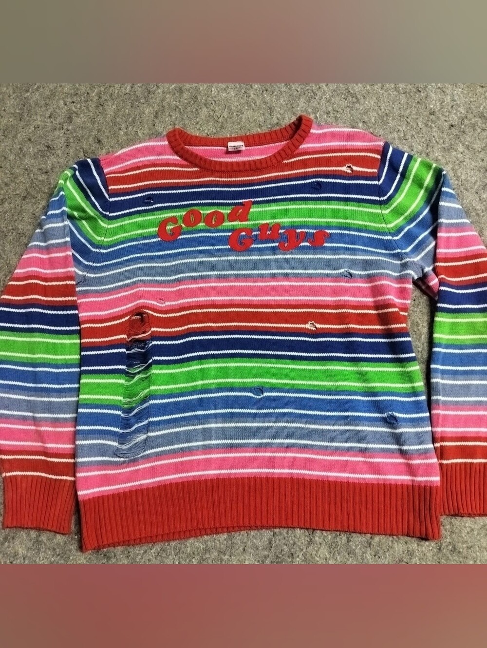 Chucky Good Guys Costume Striped Ripped Sweater Size XXL Halloween Horror